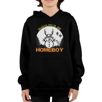Funny Christmas Rudolph Is My Homeboy Youth Hoodie - Thegiftio UK