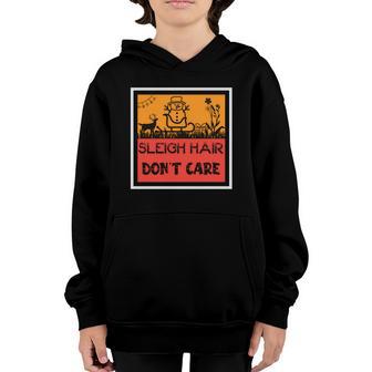 Funny Christmas Sleigh Hair Do Not Care Youth Hoodie - Thegiftio UK