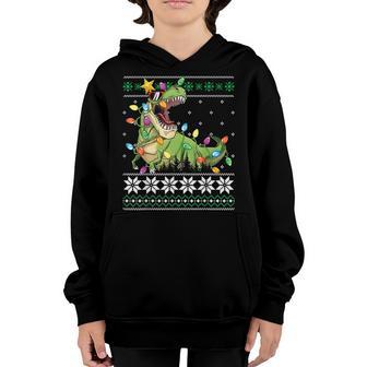 Funny Christmas Ugly Sweater Boys Men Kids Tree Rex Youth Hoodie - Thegiftio UK