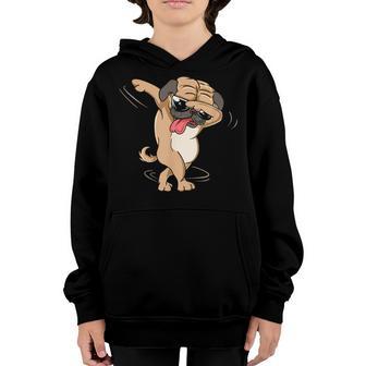 Funny Dabbing Pug In Sunglasses Dog Lover For Boys And Girls Youth Hoodie - Thegiftio UK