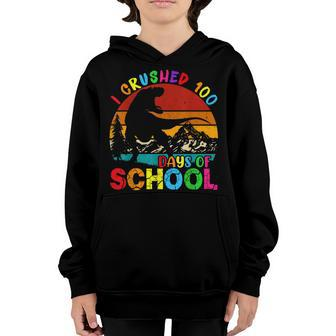 Funny Dinosaur T Rex Boys Kids I Crushed 100 Days Of School Youth Hoodie - Seseable