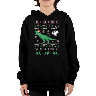 Funny Dinosaur Ugly Christmas Sweater Boys Kids Christmas Youth Hoodie - Thegiftio UK