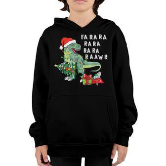 Funny Dinosaur With Santa Hat Costume Christmas Boys Youth Hoodie - Thegiftio UK