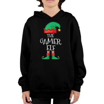 Funny Elf Family Christmas The Gamer Elf Pajama Boys Kids Youth Hoodie - Thegiftio UK