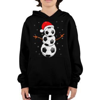 Funny Football Gifts For Boys Girls Christmas Snowman Soccer Youth Hoodie - Thegiftio UK
