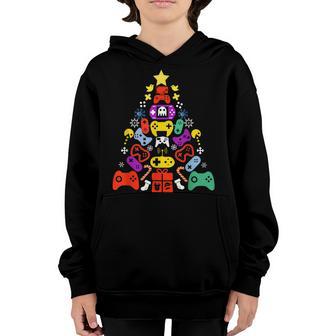 Funny Game Controller Christmas Tree Xmas Gift For Kids Boys Youth Hoodie - Thegiftio UK