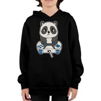 Funny Gaming Panda Gamer Panda With Gamepad Panda Gamer Idea Youth Hoodie - Thegiftio UK