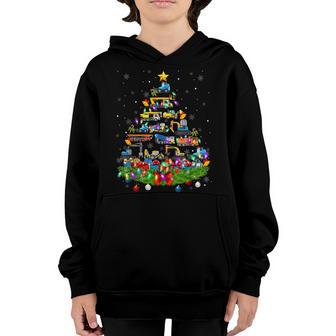 Funny Garbage Truck Christmas Tree Lights Xmas Kids Youth Hoodie - Thegiftio UK