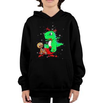 Funny Gingerbread Man Dinosaur Christmas Boys Men Kids Gifts Youth Hoodie - Thegiftio UK
