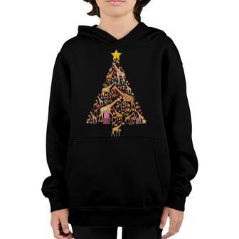 Funny Giraffe Christmas Tree Zookeeper Xmas Women Men Kids Youth Hoodie - Thegiftio UK