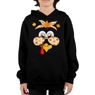 Funny Gobble Turkey Thanksgiving Face Costume Boys Girls Kid V2 Youth Hoodie - Thegiftio UK