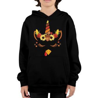 Funny Gobble Turkey Unicorn Face Costume Boys Girls Kid Youth Hoodie - Thegiftio UK