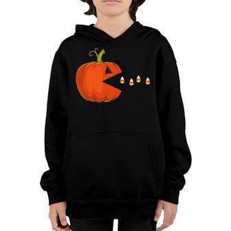 Funny Halloween Pumpkin Eating Candy Corn Men Women Kids V2 Youth Hoodie - Thegiftio UK