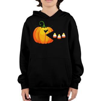 Funny Halloween Pumpkin Eating Candy Gamer Men Women Kids Youth Hoodie - Thegiftio UK