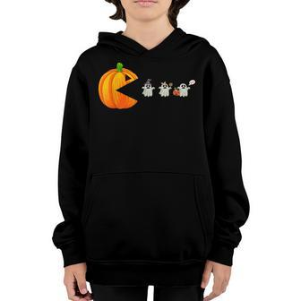 Funny Halloween Pumpkin Eating Ghost Gamer Men Women Kids V10 Youth Hoodie - Thegiftio UK