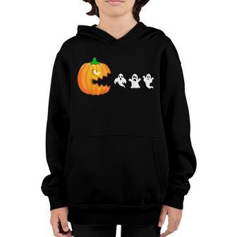 Funny Halloween Pumpkin Eating Ghost Gamer Men Women Kids V4 Youth Hoodie - Thegiftio UK