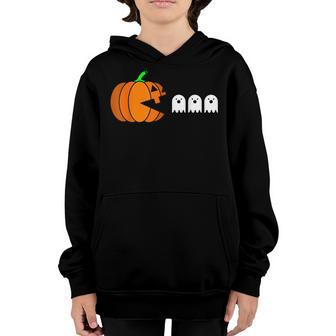 Funny Halloween Pumpkin Eating Ghost Gamer Men Women Kids V5 Youth Hoodie - Thegiftio UK