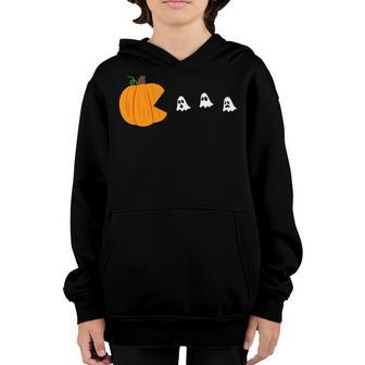 Funny Halloween Pumpkin Eating Ghost Gamer Men Women Kids V8 Youth Hoodie - Thegiftio UK