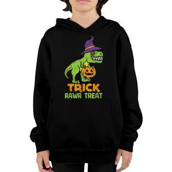 Funny Halloween Trick Rawr Treat Dinosaur Trex Toddler Boys Youth Hoodie - Thegiftio UK