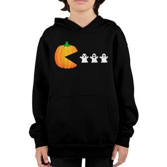 Funny Halloween Women Kids Men Pumpkin Eating Ghosts Youth Hoodie - Thegiftio UK