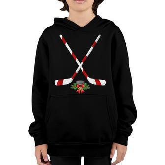 Funny Ice Hockey Christmas Candy Stick Gift Kids Youth Hoodie - Thegiftio UK