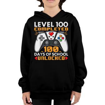 Funny Level 100 Completed 100 Days Of School Unlocked Youth Hoodie - Thegiftio UK