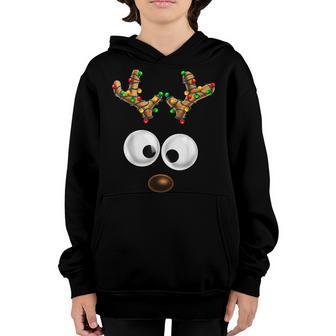 Funny Matching Family Christmas Reindeer Face Christmas Kids Youth Hoodie - Thegiftio UK