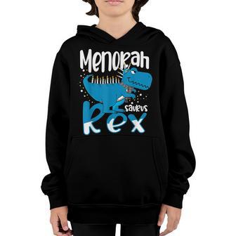 Funny Menorah Saurus Rex Hanukkah Dinosaur T Rex Boys Kids Youth Hoodie - Thegiftio UK