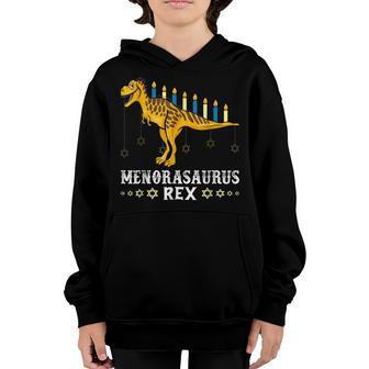 Funny Menorasaurus Rex Jew Dino Trex Toddler Hanukkah Boys Youth Hoodie - Thegiftio UK