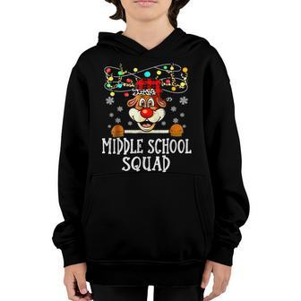 Funny Middle School Squad Reindeer Christmas Teacher Squad Youth Hoodie - Thegiftio UK