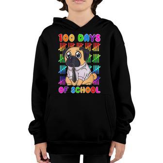Funny Pug 100 Days Of School 100Th Day Of School Boys Girls Youth Hoodie - Thegiftio UK