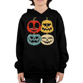 Funny Retro Vintage Halloween Pumpkin Women Men Kids V3 Youth Hoodie - Thegiftio UK