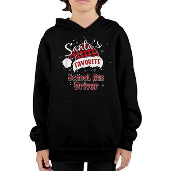 Funny Santas Favorite School Bus Driver Christmas Pajama Youth Hoodie - Thegiftio UK