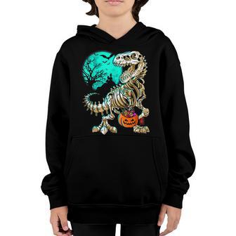Funny Skeleton T-Rex Halloween Boys Dino Kids Fossil Bones Youth Hoodie - Thegiftio UK