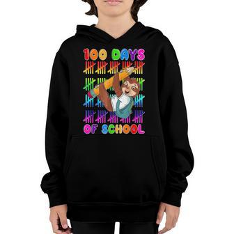Funny Sloth 100 Days Of School 100Th Day Of School Boy Girls Youth Hoodie - Thegiftio UK