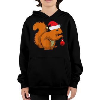 Funny Squirrel Christmas Santa Hat Animal Gift Kids Youth Hoodie - Thegiftio UK