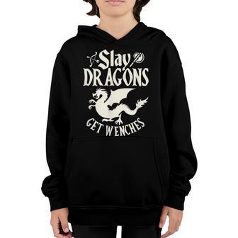 Funny Tabletop Rpg Vintage Boardgame Slay Dragons Youth Hoodie - Thegiftio UK