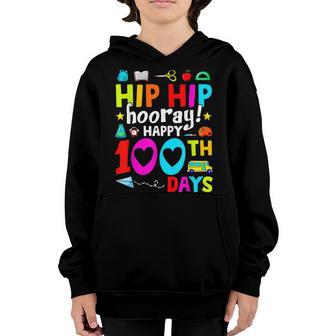 Funny Teachers Students Hip Hooray Its 100Th Day Of School Youth Hoodie - Thegiftio UK