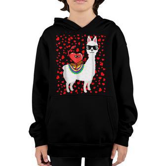 Funny Valentines Day 2022 Alpaca Llama For Boys Girls Youth Hoodie - Thegiftio UK