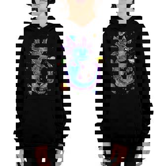Galaxy Axolotl Funny Goth Space Purple Blue Japan Girl Woman Youth Hoodie - Thegiftio