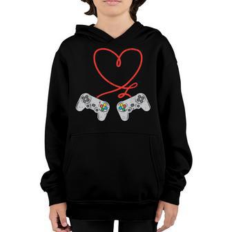 Game Controller Heart Mens Valentines Day Gamer Boys Kids Youth Hoodie - Thegiftio UK