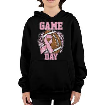 Game Day Breast Cancer Awareness Pink Football Mom Grandma V3 Youth Hoodie - Thegiftio UK