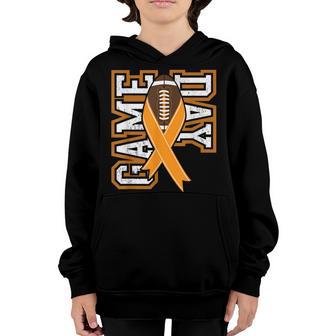 Game Day - Kidney Cancer Awareness Football Ribbon Youth Hoodie - Thegiftio UK
