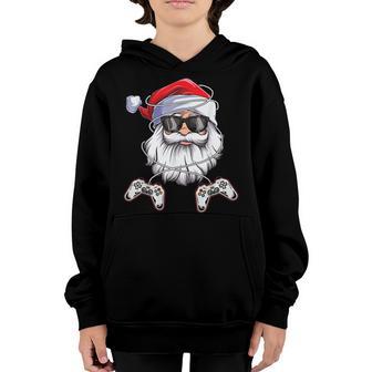 Gamer Christmas Santa Face Video Games Gaming Boys Kids Men Youth Hoodie - Thegiftio UK