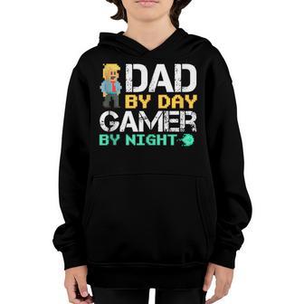 Gamer Dad Dad By Day Gamer By Night Gaming Fathers Day Youth Hoodie - Thegiftio UK
