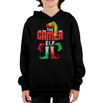 Gamer Elf Family Matching Christmas Funny Gaming Pajama Pj Youth Hoodie - Thegiftio UK
