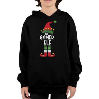 Gamer Elf Family Matching Group Christmas Video Game Pajama Youth Hoodie - Thegiftio UK