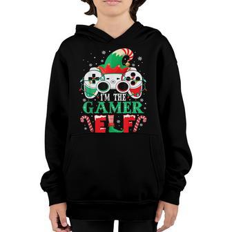 Gamer Elf Matching Family Christmas Lights Funny Xmas Gaming Youth Hoodie - Thegiftio UK