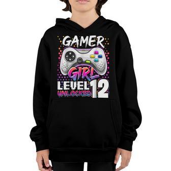 Gamer Girl Level 12 Unlocked Video Game 12Th Birthday V2 Youth Hoodie - Thegiftio UK