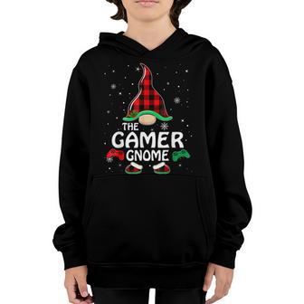 Gamer Gnome Buffalo Plaid Matching Family Christmas Pajama V9 Youth Hoodie - Thegiftio UK